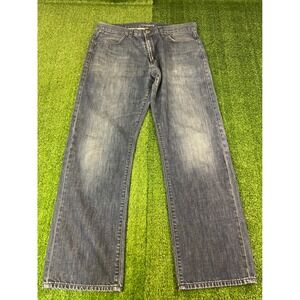 Lacoste Mens Straight Leg Jeans Medium Wash Blue Denim Pants Size 36x30